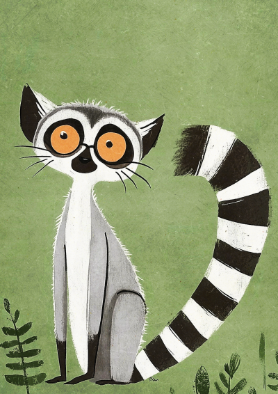 Детски Постер "Любопитното Лемурче"